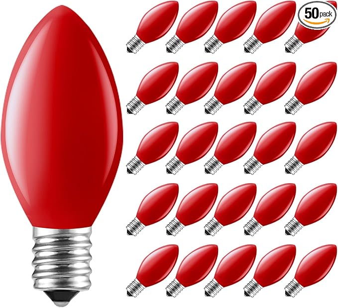 Minetom C7 Christmas Replacement Light Bulbs 50 Pack, C7 Bulbs Clear Incandescent Bulb for Christmas String Light | Lumora