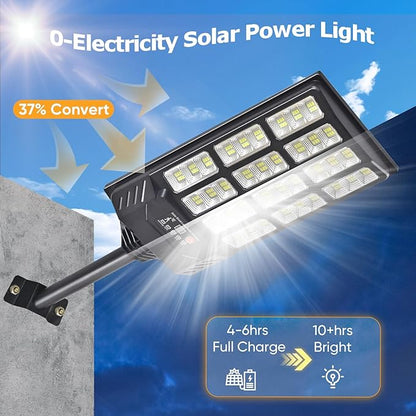 Solar Lights Outdoor Waterproof, 6500K Dusk to Dawn Solar Street Light Motion Sensor with Remote Control, LED Security Lights for Outside Garden Yard Parking Lot, Outdoor Flood Lights
