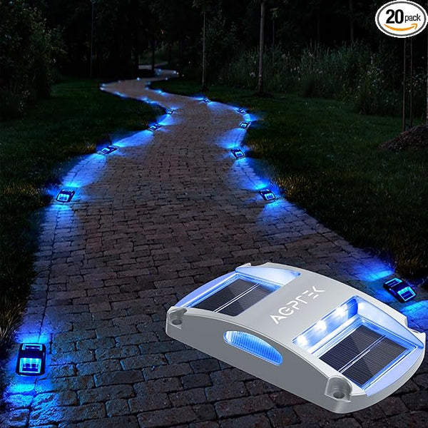 AGPTEK Solar Driveway Lights 20 Pack, Outdoor Deck Dock Marine LED Solar Powered Waterproof Driveway Marker Lights | Lumora