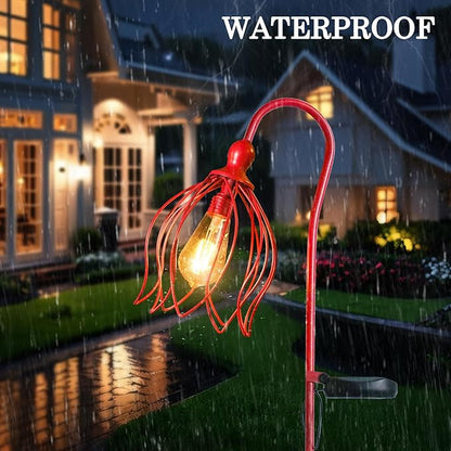 Bshine Solar Lights Outdoor Garden Decoration, Flower Metal Stake Waterproof Hanging LED Solar Lamp for Outdoor Patio, Yard Decoration Lawn Art, Walking Lights, 2PCS Pink