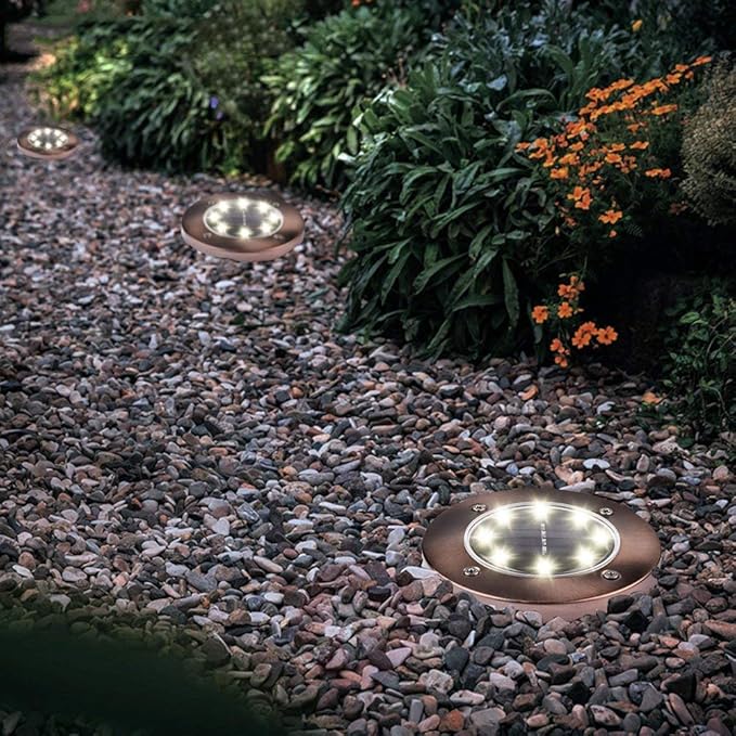 8 LED Solar Ground Lights Solar Powered Disk Lights Outdoor Solar Garden Path Lights for Lawn Pathway Yard Driveway | Lumora