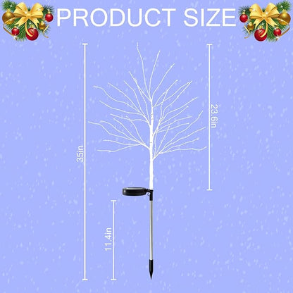 8 Pcs Solar Christmas Decoration Outdoor, 35In Birch Tree Stake Lights with 140 LED, 8 Mode, Waterproof Solar Pathway Garden Lights for Patio Yard