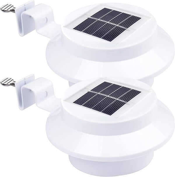 Yescom Solar Gutter Light Outdoor Waterproof 3 LED Deck Fence Lights with Bracket Wall Garden Stair Step Yard White | Lumora