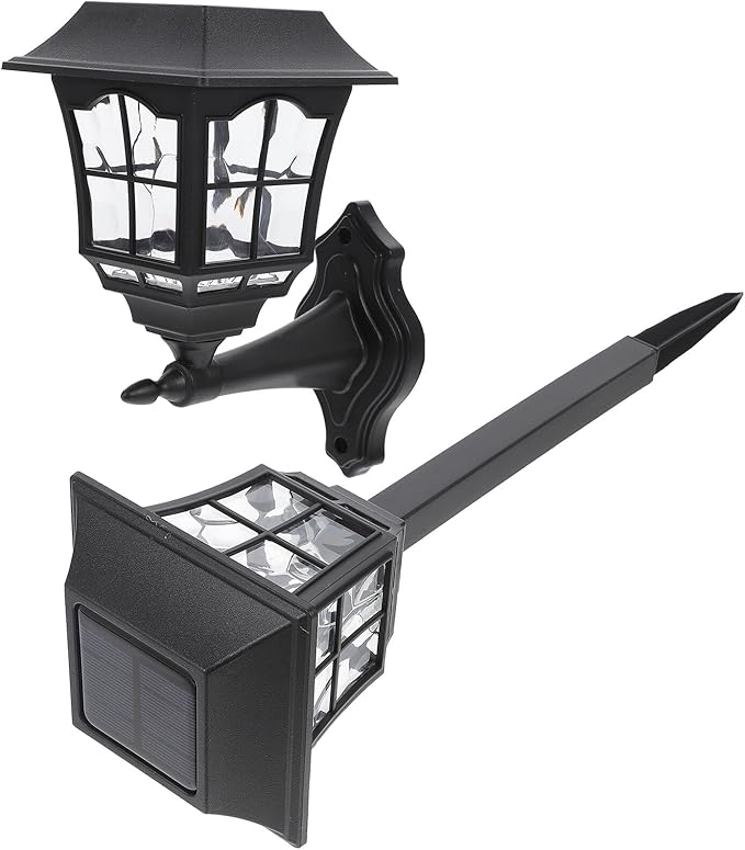 Yardwe 2pcs Solar Yard Lamps Outdoor Waterproof Solar Garden Lighting for Path Lawn Patio Warm White LED Wall Mounted