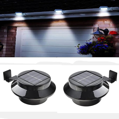 2 Pack Solar Fence Lights, Outdoor Sunpower Gutter Led Lights for Eaves Garden Landscape Yard (Black-1)