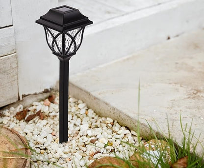 LAUREL CANYON 6 Pack Garden Solar Path Lights, Outdoor Solar Walkway Lights with LED Light Bulbs for Garden, Lawn, Pathway, Yard, Driveway Black