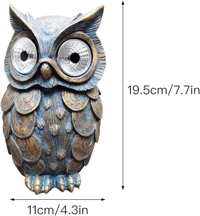 Cute Owl Shaped Solar Lights, Outdoor Decorative Garden Lights with LED Eyes, Animal Solar Garden Lights with Switch Decorative Led Solar Light for Patio, Lawn, Yard(Grey)