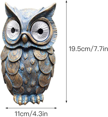 Cute Owl Shaped Solar Lights, Outdoor Decorative Garden Lights with LED Eyes, Animal Solar Garden Lights with Switch Decorative Led Solar Light for Patio, Lawn, Yard(Grey)