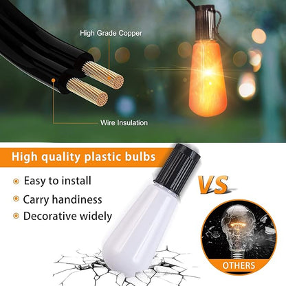 Flickering Flame String Lights,22Ft 20LED Lights for Outside,Plug in Garden Light for Halloween Christmas Indoor Outdoor Decor,Connectable Backyard Decorative Lights Cafe Bistro Patio