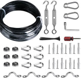 Brightown String Lights Hanging Kit for Outdoor, Includes 100Ft Stainless Steel(304) Suspension Rope Cable in Black | Lumora