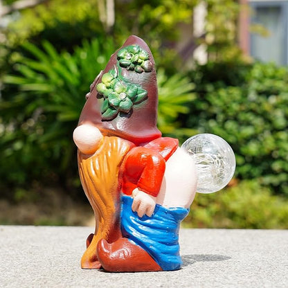 Solar Garden Statues Lights, 8.5" Christmas Outdoor Gnome Figurine with Auto On/Off for Yard Patio Decor, Gifts for Women, Grandma, Mom, Housewarming