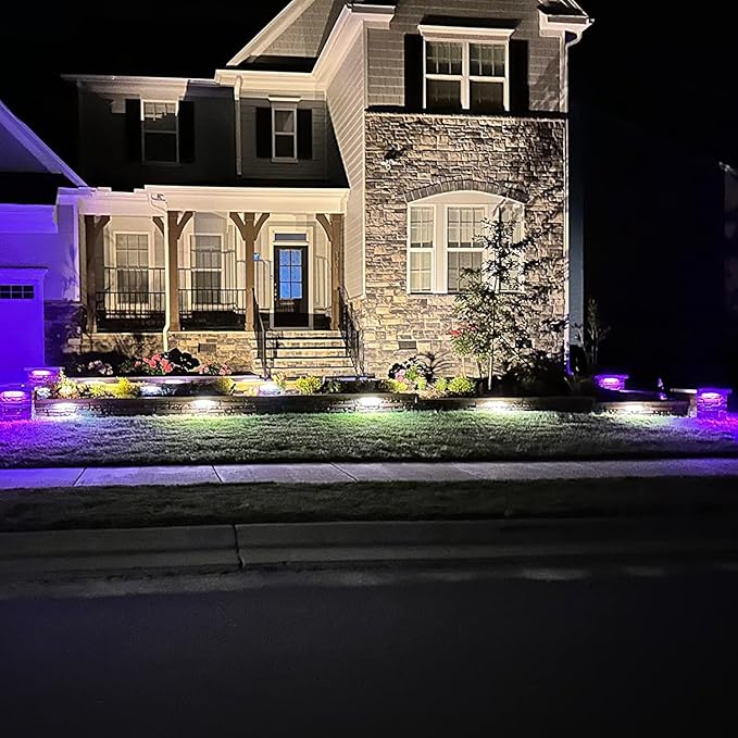 LEONLITE 12 Inch 5W RGB Hardscape Lighting Low Voltage LED, Retaining Wall Lights Color Changing, LED Landscape Lighting, 12V-24V AC/DC, Swivel Paver Step Lights Outdoor, ETL Listed, Pack of 4
