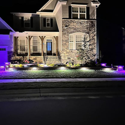 LEONLITE 12 Inch 5W RGB Hardscape Lighting Low Voltage LED, Retaining Wall Lights Color Changing, LED Landscape Lighting, 12V-24V AC/DC, Swivel Paver Step Lights Outdoor, ETL Listed, Pack of 4