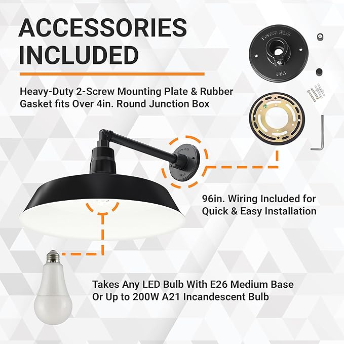 17in. Satin Black Outdoor Gooseneck Barn Light Fixture With 13in. Long Extension Arm - Wall Sconce Farmhouse | Lumora