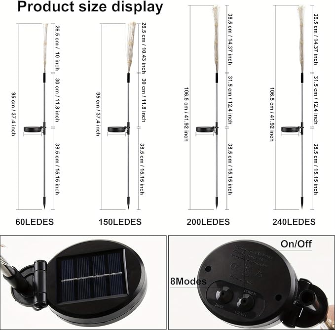 1 Pack Solar Firework Light, Waterproof Lawn Lamp Lights with 8 Lighting Modes,Holiday Decorations Lights Outdoor | Lumora