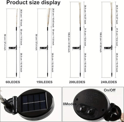 1 Pack Solar Firework Light, Waterproof Lawn Lamp Lights with 8 Lighting Modes,Holiday Decorations Lights Outdoor Lighting Decoration (Warm White,8 Mode 60LEDS)