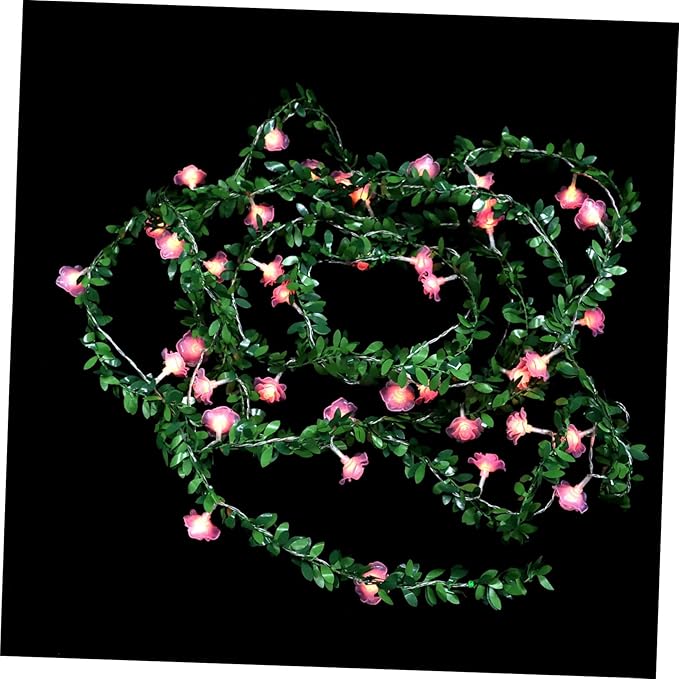 DOITOOL 2pcs Decorative Garland String Light Xmas Decor Led Flowers Battery Operated for Outdoor and Indoor Festivities for Gardens and Patios