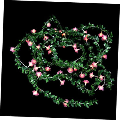 DOITOOL 2pcs Decorative Garland String Light Xmas Decor Led Flowers Battery Operated for Outdoor and Indoor Festivities for Gardens and Patios