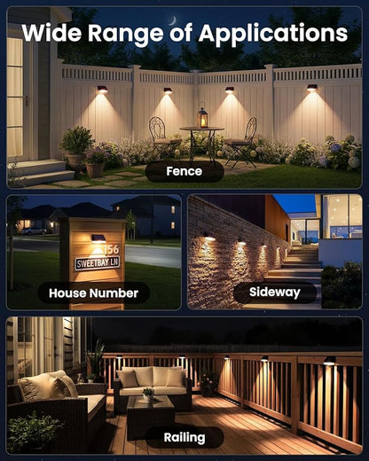 VOLISUN Solar Fence Lights 12 Pack, Fence Post Solar Lights Outdoor Waterproof with Warm White LED Spot Lens, Solar Deck Lights for Outside Wall, Deck, Patio, Yard, Rail, Garage, Pool