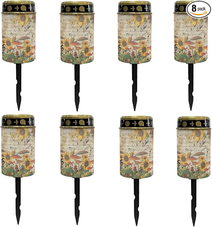 Solar Garden Stake Lights Outdoor Waterproof Cemetery Lights Sunflower Mushroom LED Lantern Cemetery Decorations for Grave,Outdoor Solar Powered Lights for Outside-Warm White