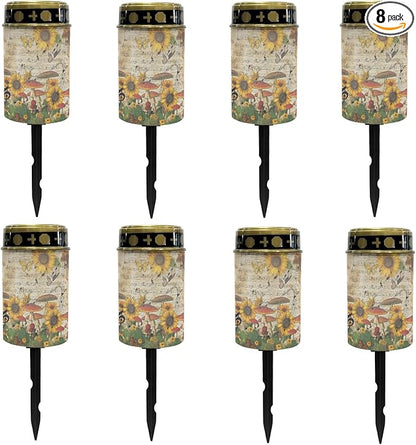 Solar Garden Stake Lights Outdoor Waterproof Cemetery Lights Sunflower Mushroom LED Lantern Cemetery Decorations for Grave,Outdoor Solar Powered Lights for Outside-Warm White