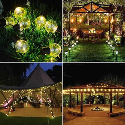 Solar Bulb String Lights,MUEQU 16ft Globe String Lights with 20 Clear Bulb Light,Waterproof Solar Decoration Lights for Backyard Patio Umbrella Deck Bistro Cafe Porch Wedding Party Light (Warm whtie)