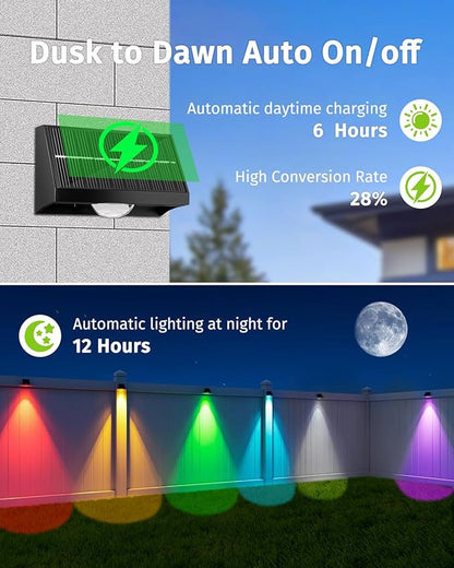 Solar Fence Lights Outdoor Waterproof High Brightness LED Spot Lens Deck Lights 7 Mode Warm & Cool White RGB Solar Powered Wall Lighting Decor for Outside Patio Step Backyard Railing Pool - 16 Pack