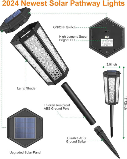 Colored Solar Powered Pathway Landscape Lights Outdoor Warm White & RGB Dusk to Dawn Waterproof for Garden Sideway Outside, Patio, Path, Yard, Walkway, Driveway, 2 Modes 4 Pack Accent Modern Design