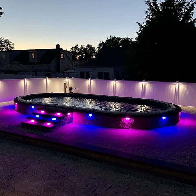 LEONLITE 7 Inch 3W RGB LED Hardscape Lighting, Retaining Wall Lights Color Changing, LED Landscape Lights, 12V-24V AC/DC, Swivel Hardscape Paver Light, Low Voltage Step Lights, ETL Listed, Pack of 4