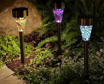 CTKcom Solar Mosaic Garden Lights Outdoor Decorative Mosaic LED Stake Lights Solar Powered Landscape Path Lighting for Lawn Path Patio Yard Walkway,3 Pack