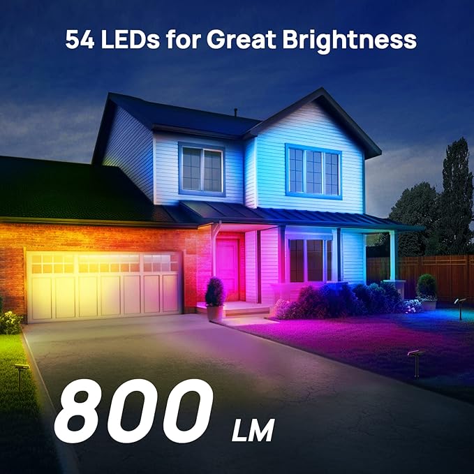 Consciot Solar Outdoor Lights Christmas, 54 LEDs Solar Spot Lights 7 Multicolor Changing, Solar Lights Outdoor Waterproof IP67, Landscape Lights for Yard Garden Patio Christmas Decor, 2 Pack