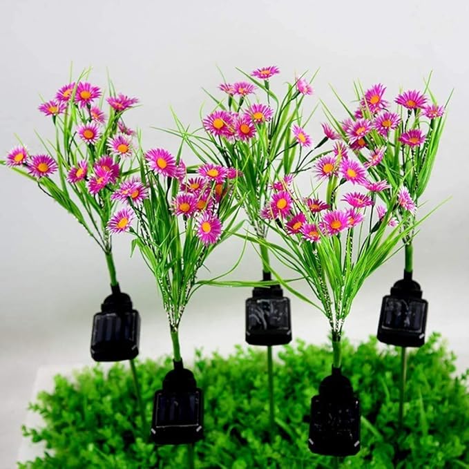Solar Lawn Light Flower Light 2 Pack 28LED Daisy Solar Garden Light,Outdoor Decoration Stake Lights,Waterproof Solar Landscape Light Statue lamp Garden Stakes Decorative,Lawn (Pink)