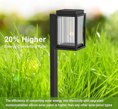 2 Pack Solar Pathway Lights, Solar Garden Lights Outdoor Warm White,Solar Lights Outdoor Waterproof Led Path Lights for Yard, Patio, Landscape, Walkway