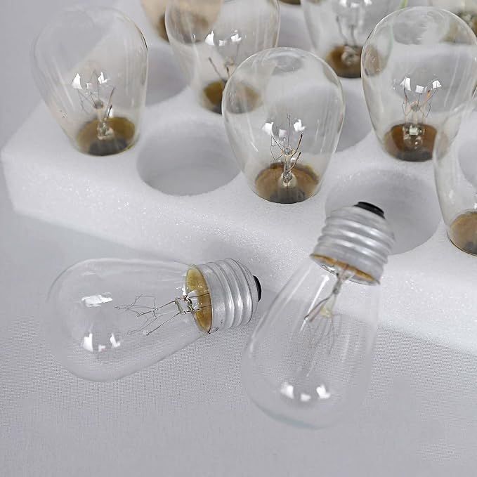Efavormart 24 Pack | 11W Incandescent Warm White S14 Outdoor String Light Bulbs + 1 Extra Replacement Bulb Free for | Lumora