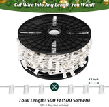 Brightever Commercial 500 FT LED Lights Sockets Outdoor, C9 E17 Light Sockets Set Spool, C9 Sockets Patio String | Lumora