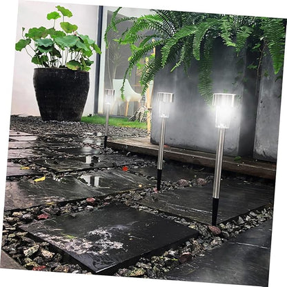 ibasenice 6pcs Solar Path Lights Durable Stainless Steel Landscape Lamp for Outdoor Garden and Driveway Decoration Design for Easy Ground Installation