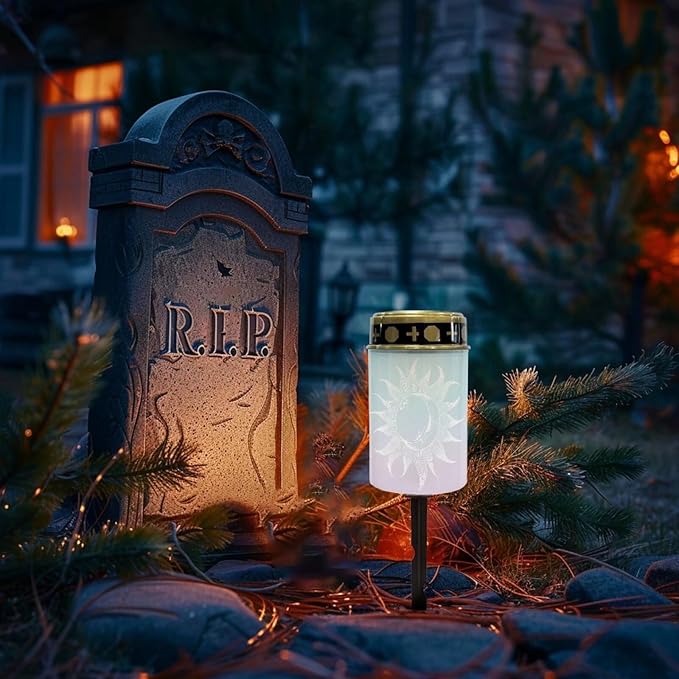 White Sun Cemetery Solar Lights for Grave Waterproof and Weather Resistant Solar Lights Outdoor Pathway Flameless | Lumora