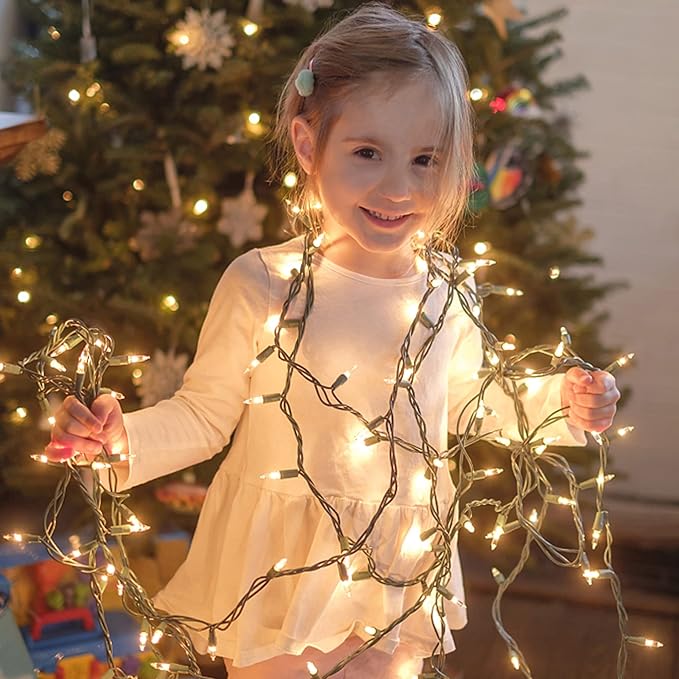 Christmas Lights, 150 Count 29 FT Christmas Mini String Lights, Green Wire Fairy Light, 120V UL Certified Connectable Xmas Tree Light for Patio, Holiday, Party, Outdoor Indoor Decoration, Warm White