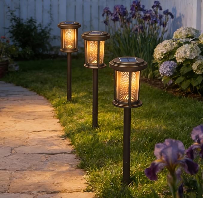 Solar Yard 4-Pack Solar Pathway Lights Outdoor, Solar Powered Landscape Lighting with Honeycomb Structure, Garden Path Lights Outside Waterproof for Pathway, Porch, Walkway, Driveway