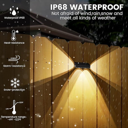 Solar Fence Lights 8 Pack Solar Fence Lights Outdoor with 3-Side Lighting, 9 Colors＆11 Lighting Modes, IP65 Waterproof, Fence Lights Solar Powered for Outside Wall Backyard Step Patio Deck Garden