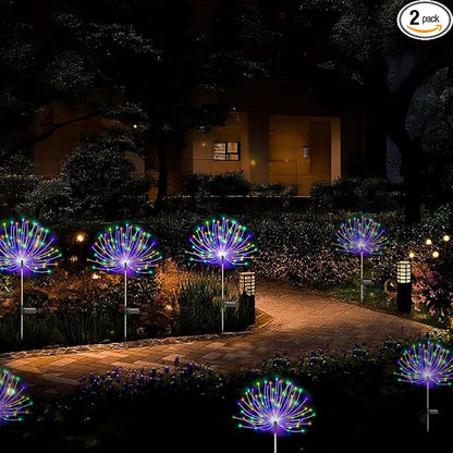 2PACK Solar Firework Lights outside150LEDs 8 Lighting Mode Sensor Light Waterproof for Garden Decoration Yard Pathway Christmas ，Halloween，Parties，Wedding， Christmas Decoration