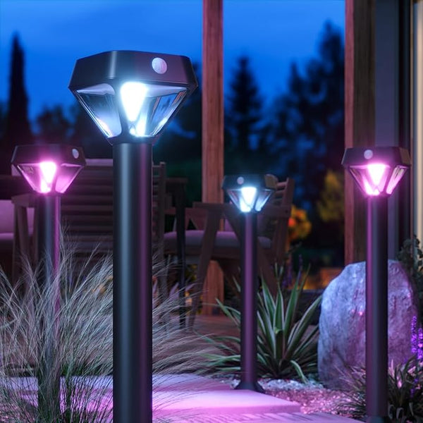 XMCOSY+ Smart Solar Lights Outdoor with Motion Sensor, 150LM APP Control RGBCW Color Changing Solar Garden Lights | Lumora