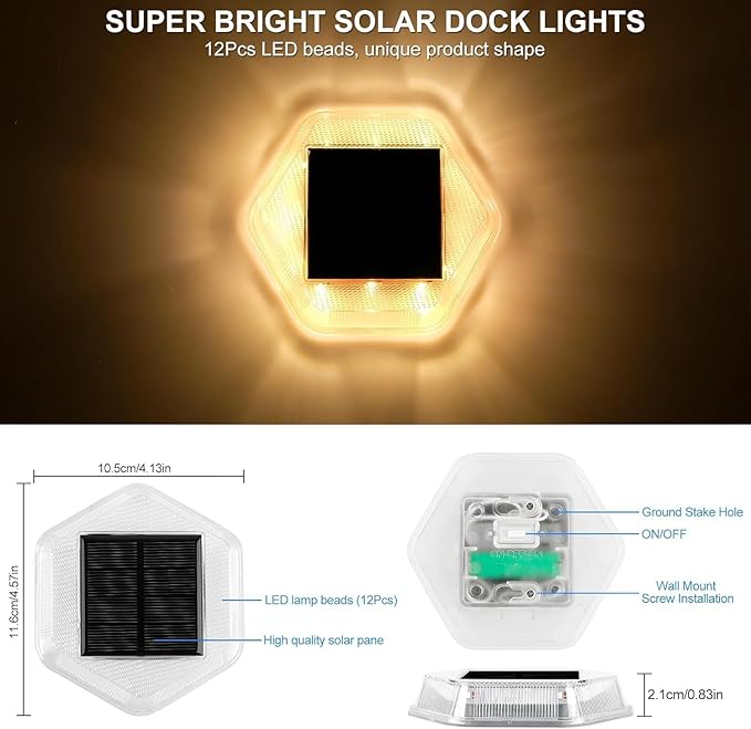 Solar Deck Lights Dock Step Lights- 8 Packs Waterproof 1200mAh Auto ON/Off LED Solor Powered Stair Lighting for | Lumora