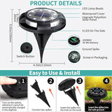 Solar Ground Lights, 8 Pack 12 LED Solar Disk Lights Outdoor Waterproof In-Ground Landscape Lighting for Garden | Lumora