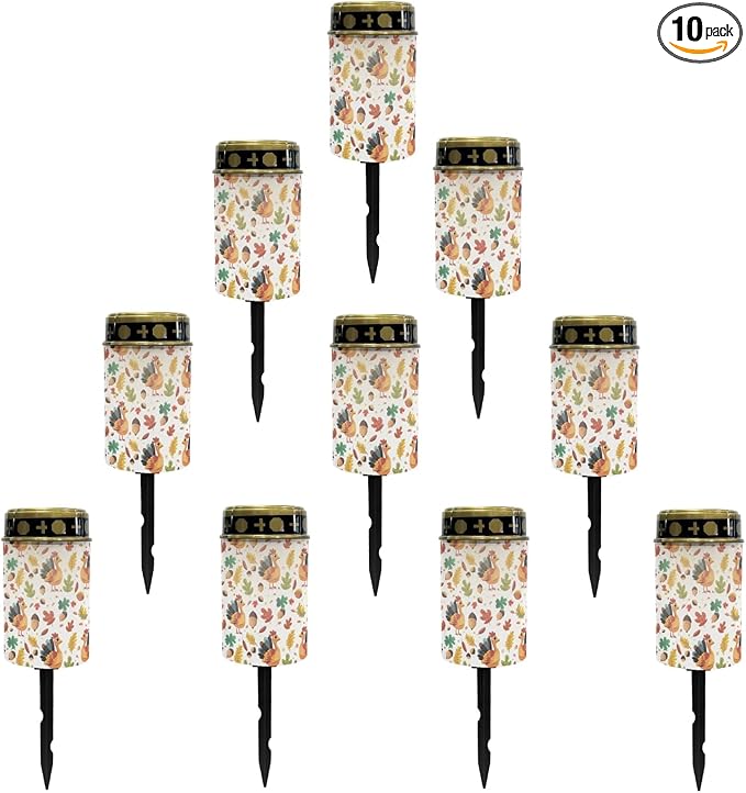Autumn Turkey Solar Garden Lights Outdoor Waterproof Solar Pathway Lights Landscape Lighting Walkway Decorative Lights for Yard Patio Driveway Backyard Lights Outdoor