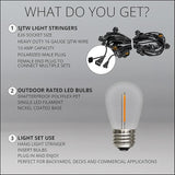 100ft S14 Shatterproof Deck Lights, 50 Bulbs, Outdoor String Lights Waterproof Commercial Grade String Lights | Lumora