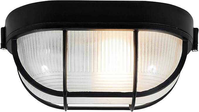 Nauticus - Wet Location Bulkhead - Black Finish - Frosted Glass Shade