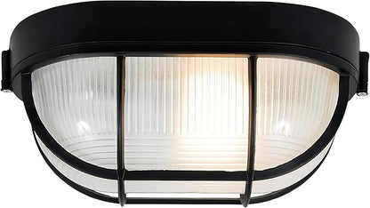Nauticus - Wet Location Bulkhead - Black Finish - Frosted Glass Shade