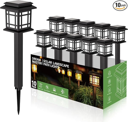 Dream Master Solar Lights Outdoor Waterproof，10 Pack LED Solar Garden Lights，Corrosion Resistant ABS Material Soalr Pathway Lights for Garden, Landscape, Yard, and Pathway Decor