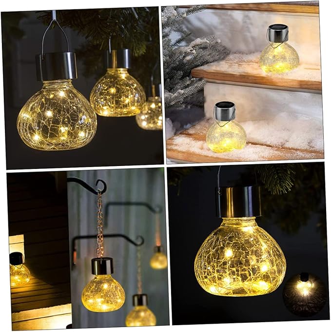 Kisangel Solar Cracked Glass Ball Light for Outdoor Garden Waterproof Solar Pathway Lamp Decorative Landscape Lighting for Patio and Yard